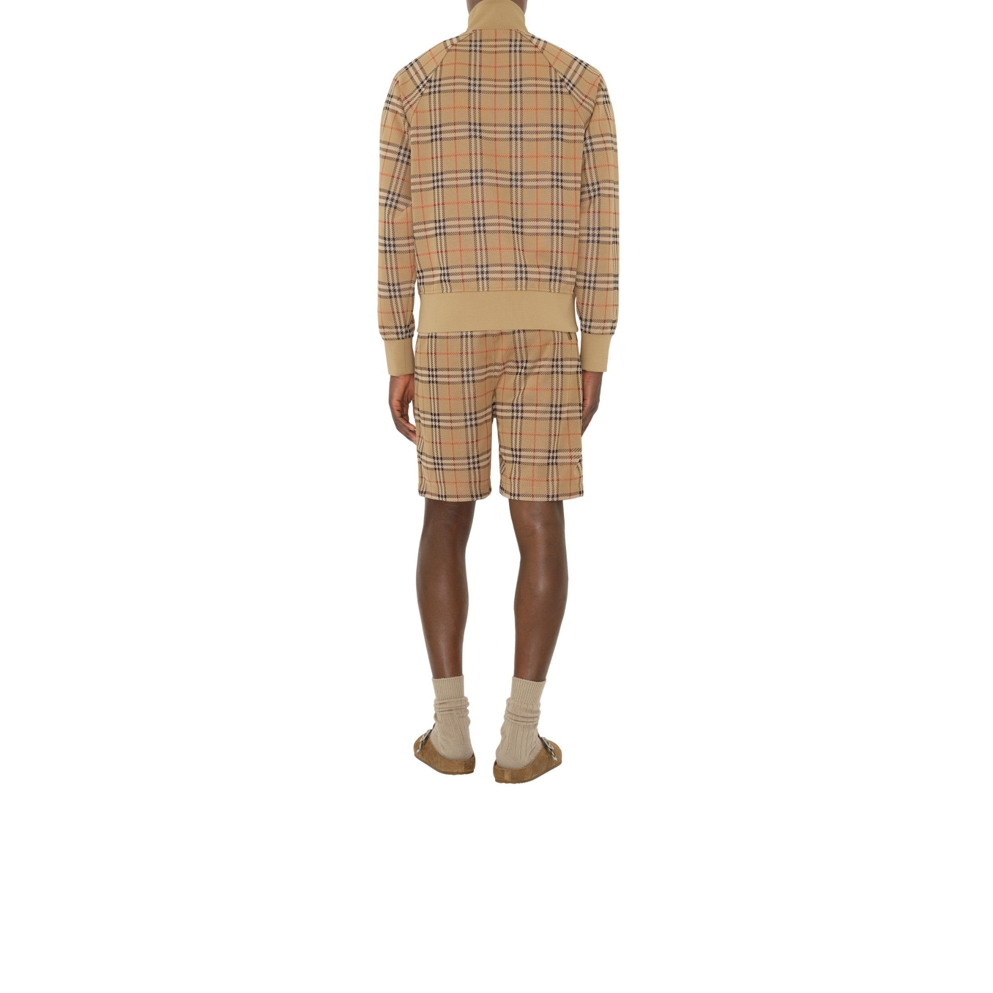 체크 트랙 재킷 샌드