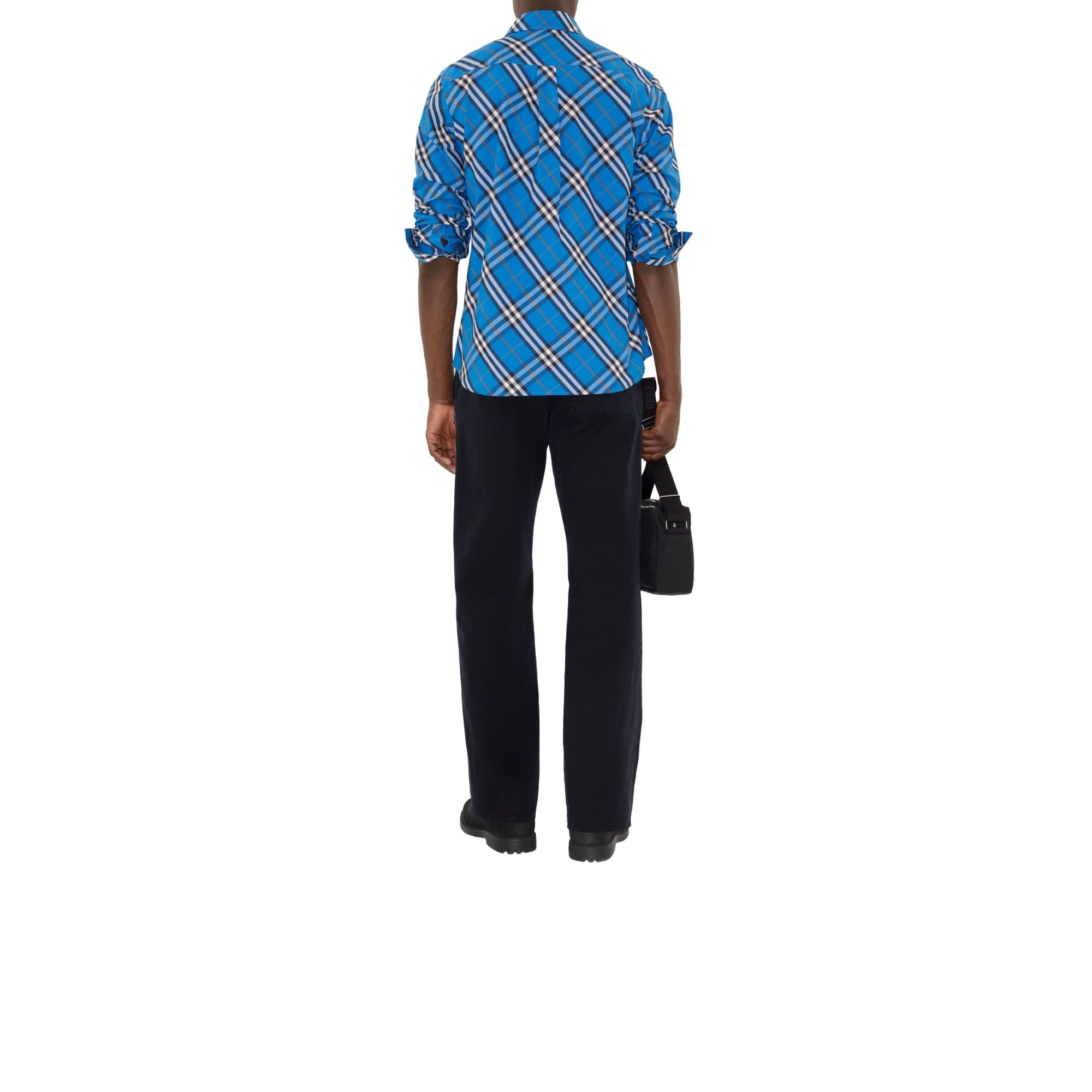 레귤러핏 체크 코튼 셔츠 히아신스 블루