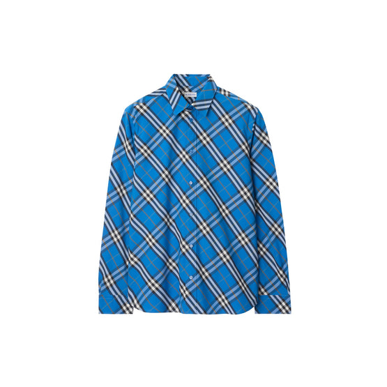 레귤러핏 체크 코튼 셔츠 히아신스 블루