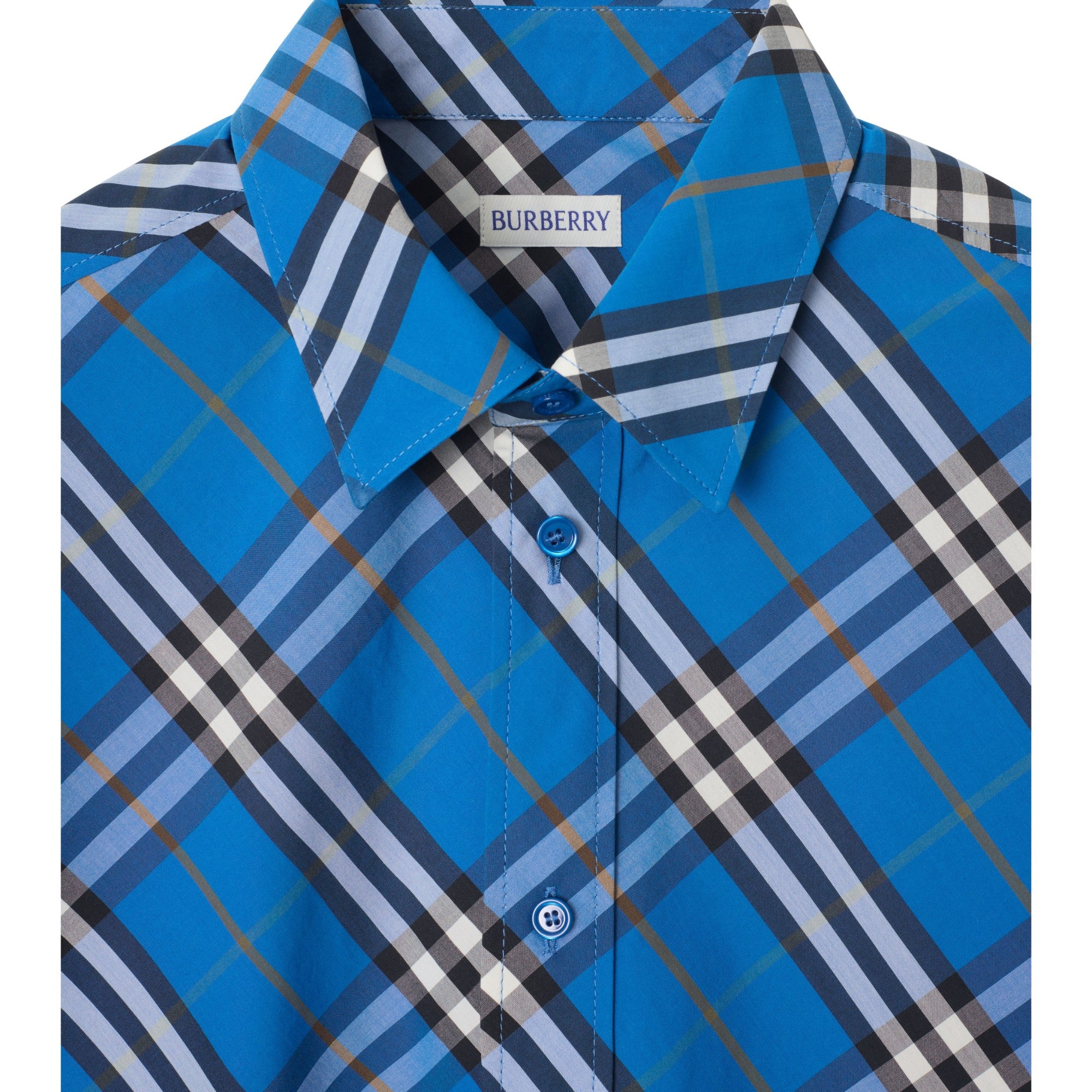 레귤러핏 체크 코튼 셔츠 히아신스 블루