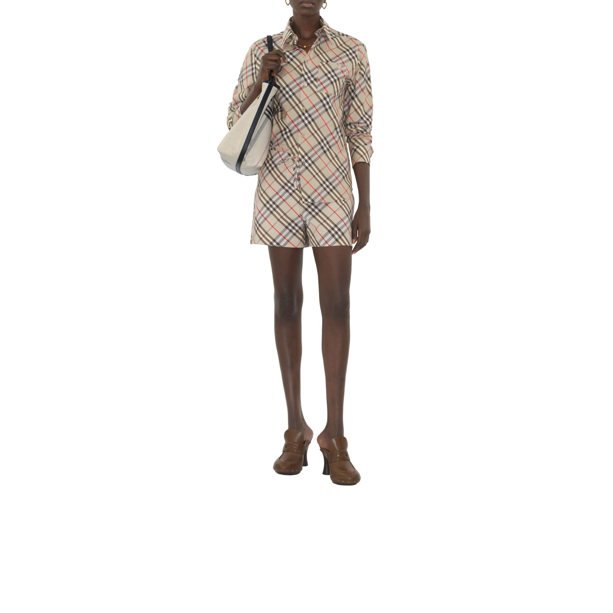 체크 코튼 파자마 쇼츠 치핑