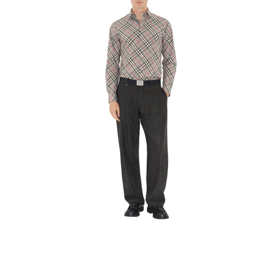 레귤러핏 체크 코튼 셔츠 모브 그레이