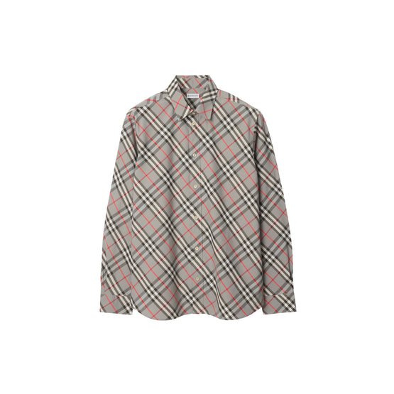 레귤러핏 체크 코튼 셔츠 모브 그레이