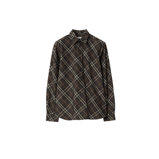 릴랙스핏 체크 코튼 셔츠 트러플 브라운