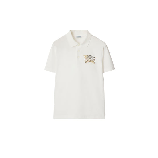 EKD 체크 코튼 폴로셔츠 초크 화이트