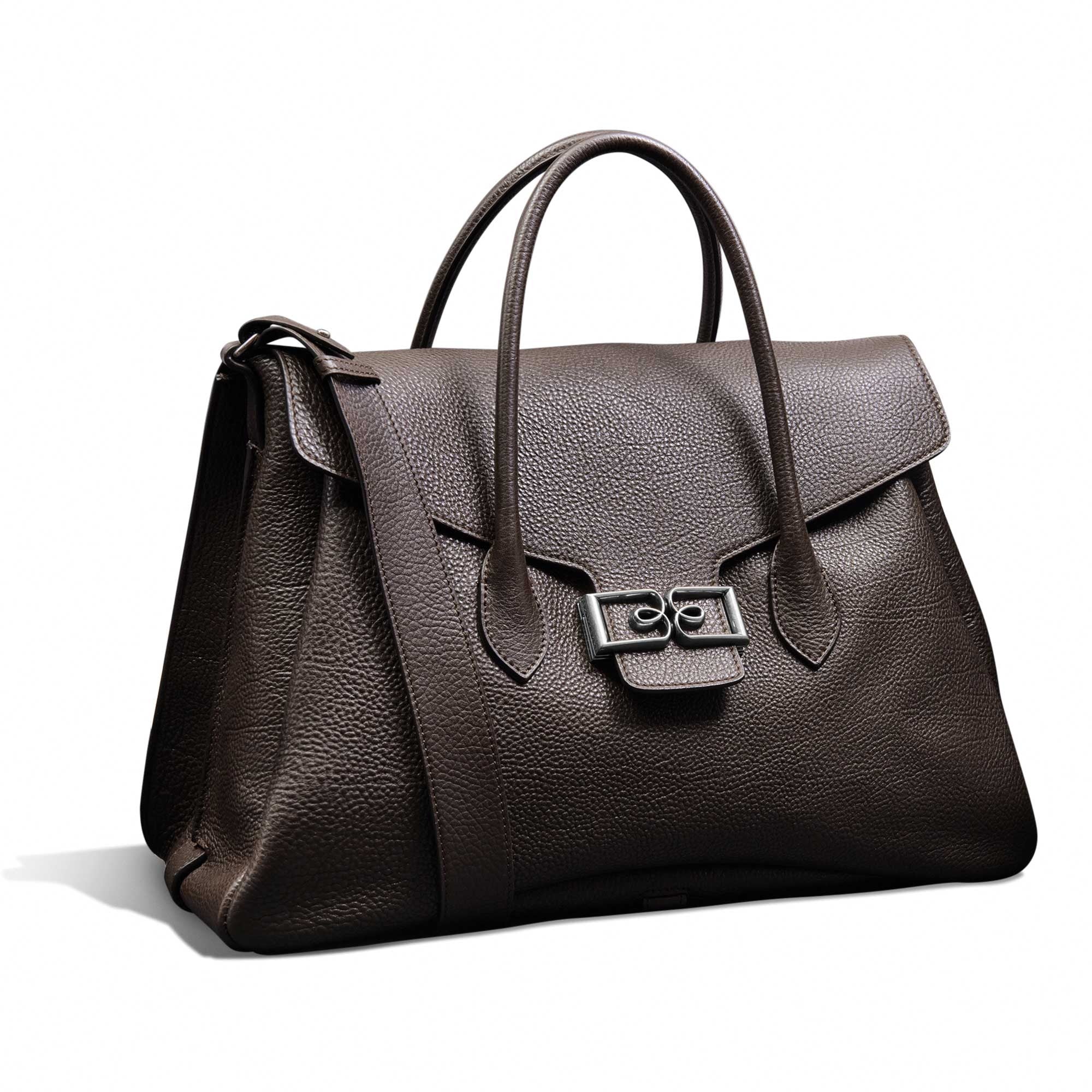 B_VOLUTE CROISEE GRAINED CALF DARK BROWN
