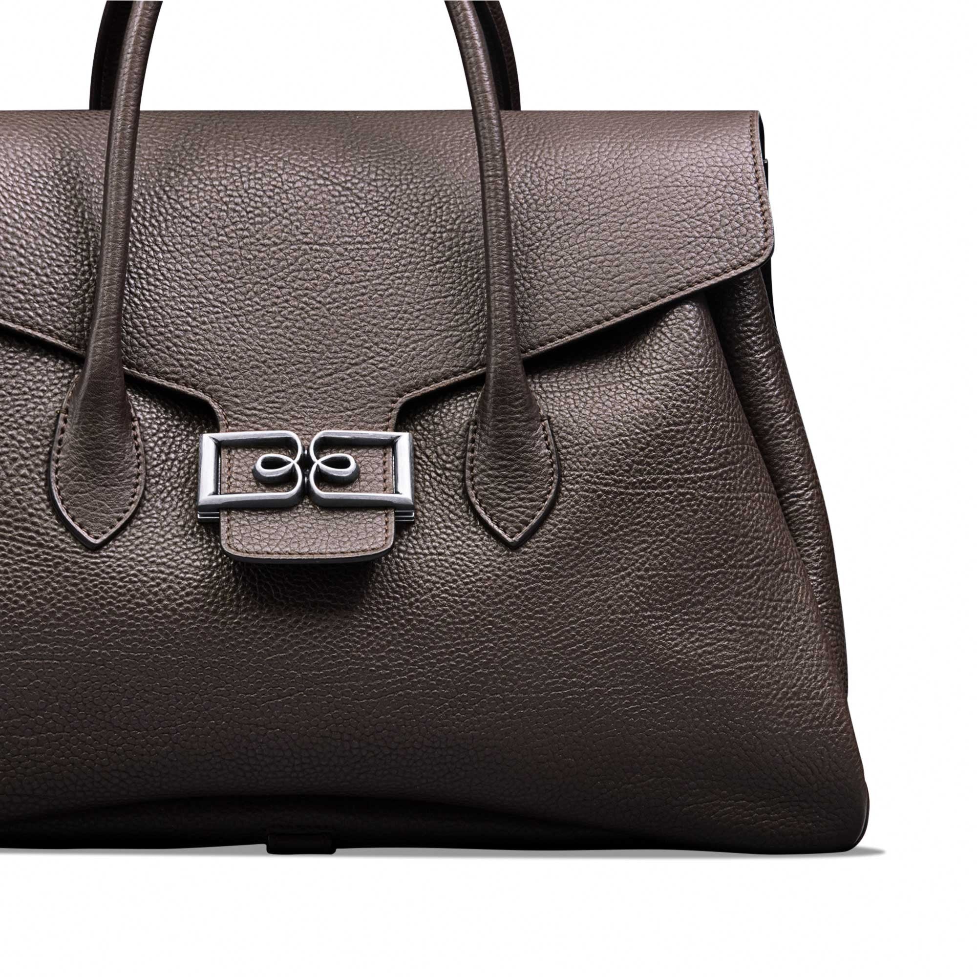 B_VOLUTE CROISEE GRAINED CALF DARK BROWN