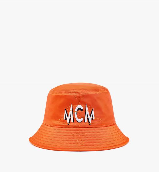 MCM Collection 나일론 트윌 로고 자수 버킷 모자