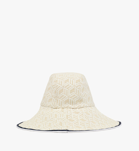 MCM Collection 큐빅 모노그램 라피아 버킷 모자