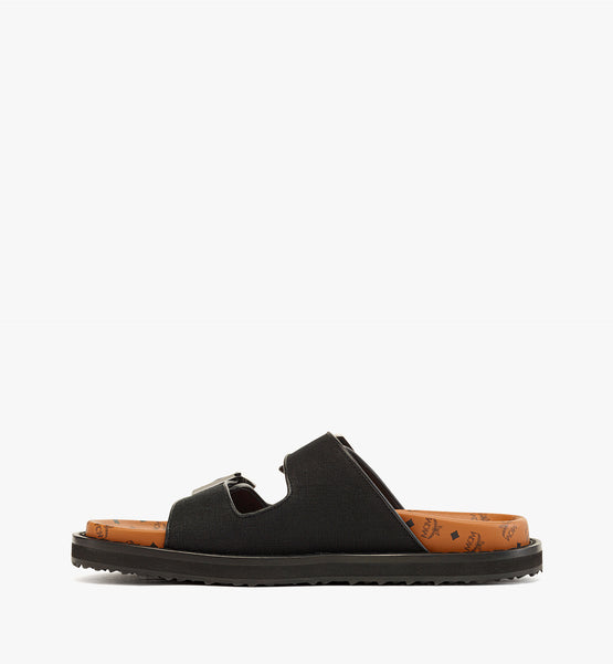 MCM Collection 린넨 레더 믹스 샌들