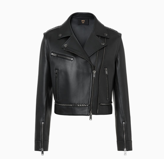 MCM Collection 체인 디테일 레더 라이더 재킷