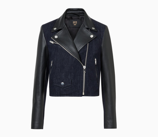MCM Collection 데님 & 레더 라이더 재킷