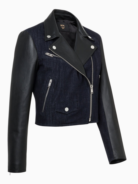 MCM Collection 데님 & 레더 라이더 재킷
