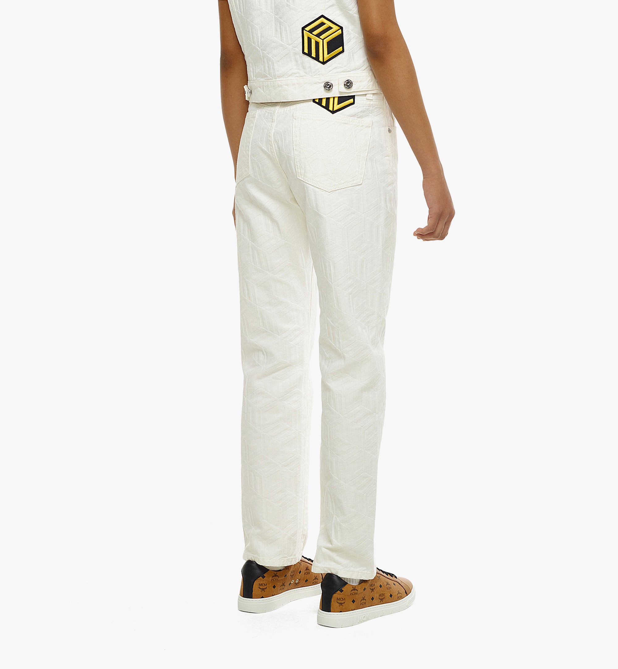 MCM Collection 지속 가능한 큐빅 모노그램 자카드 코튼 데님 진