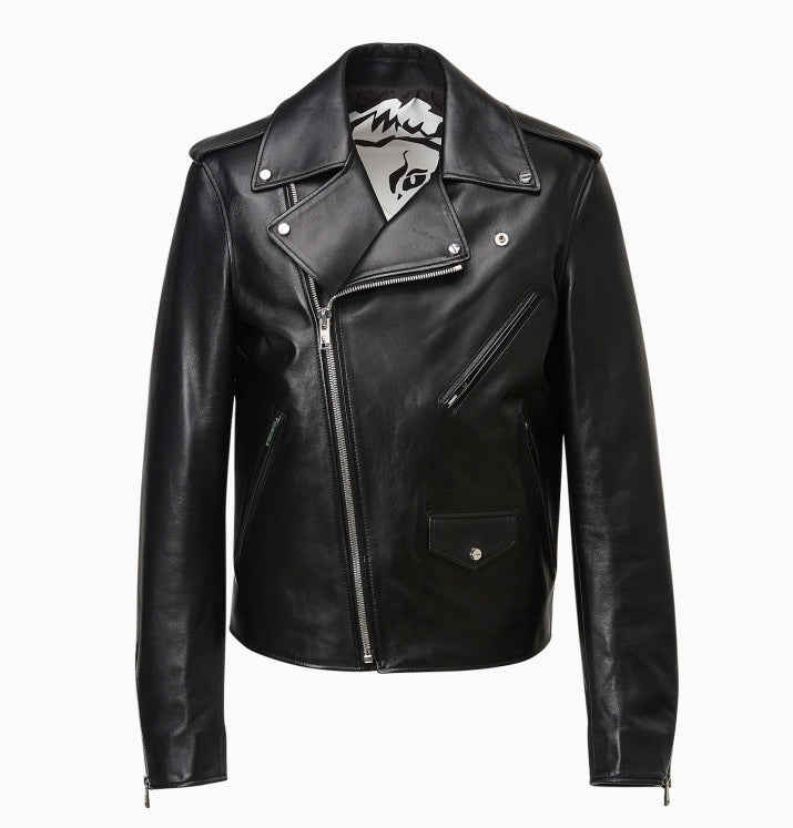 MCM Collection 엠보스드 로고 레더 라이더 재킷
