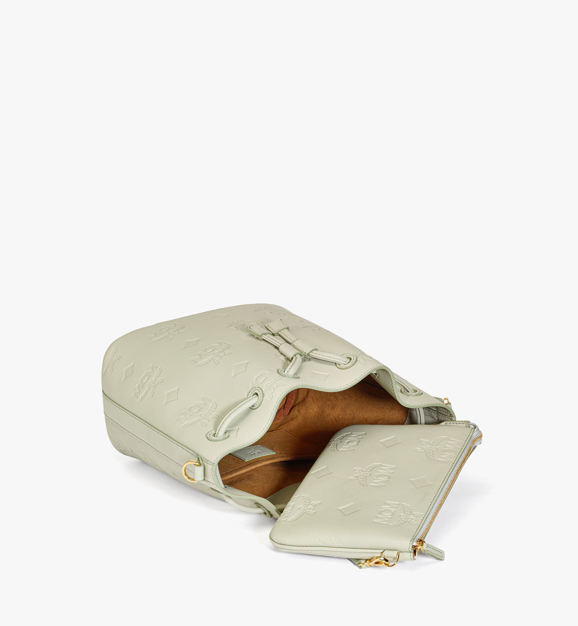 Dessau 엠보스드 모노그램 레더 미디엄 드로우스트링