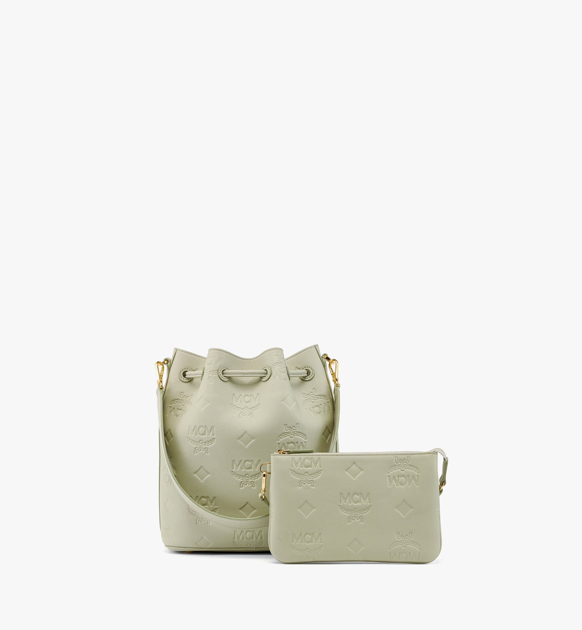 Dessau 엠보스드 모노그램 레더 미디엄 드로우스트링