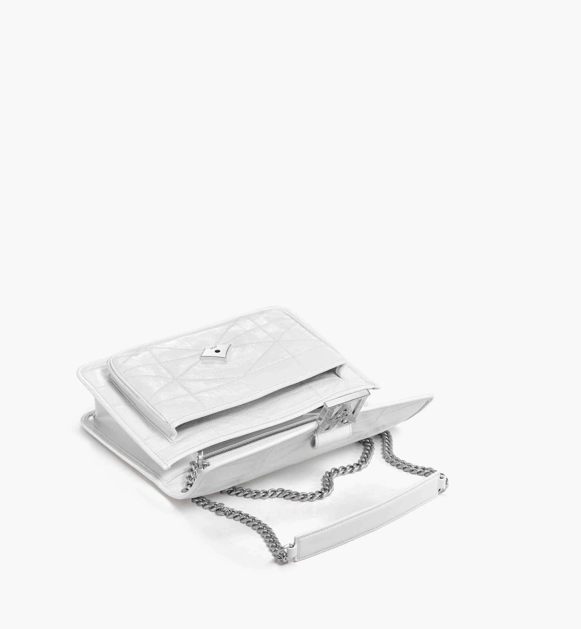 Travia 크러쉬드 레더 퀼티드 라지 숄더백