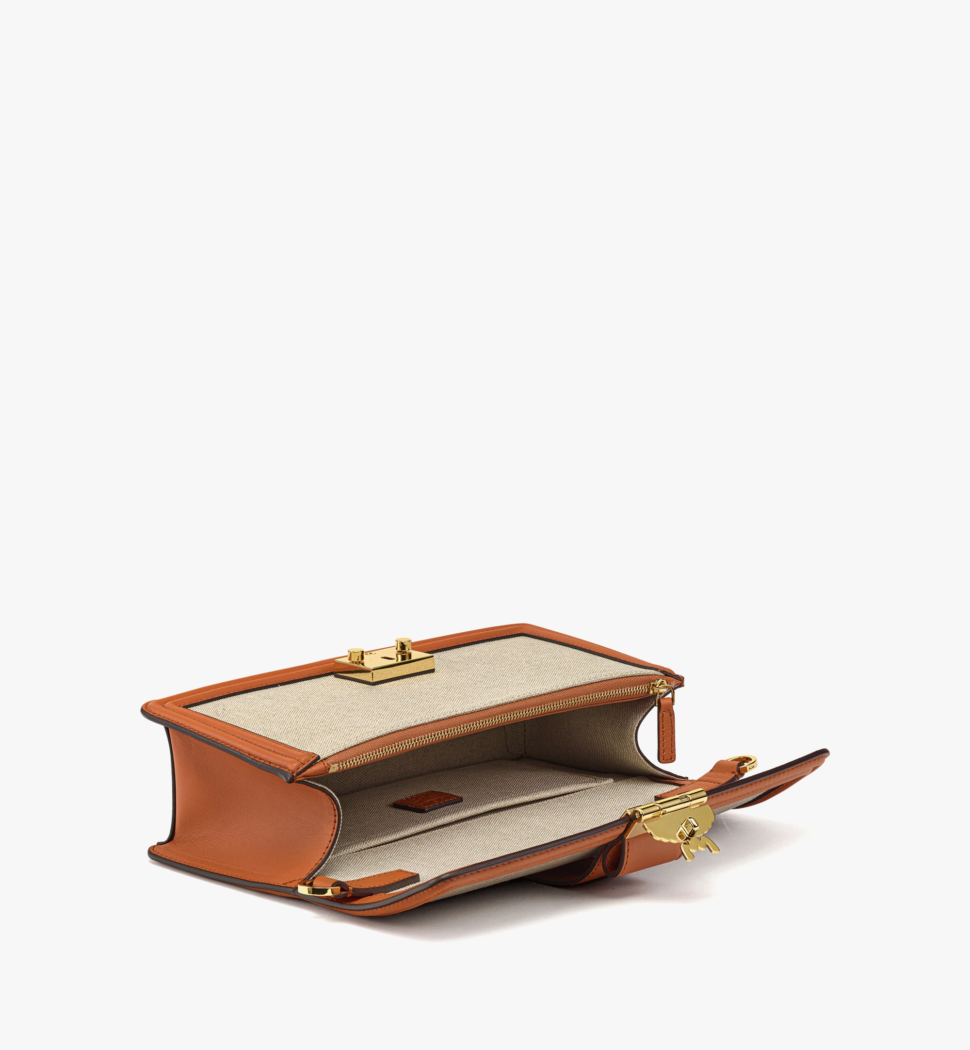 Tracy 린넨 레더 믹스 스몰 숄더백