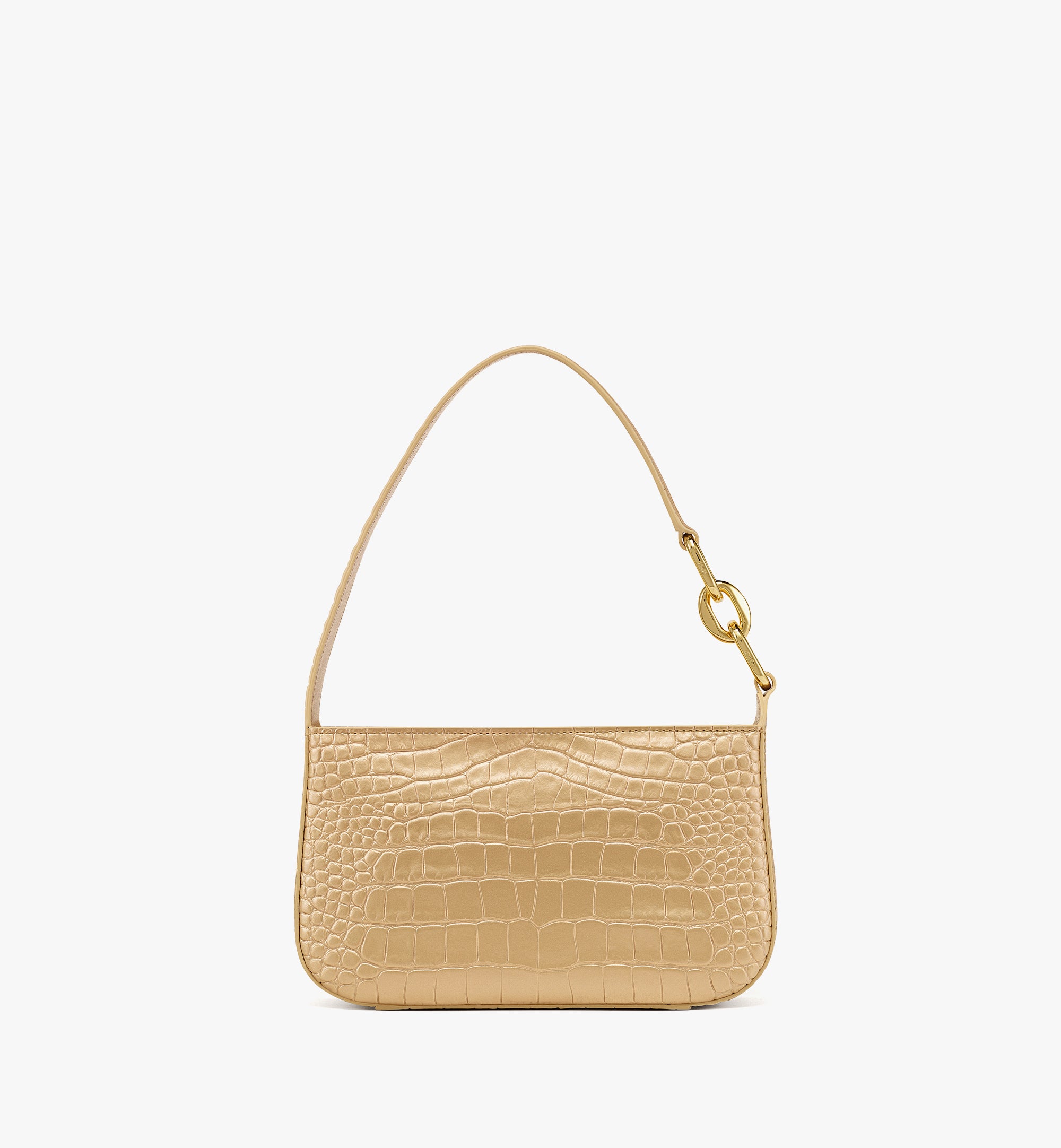 Mode Travia 골드 크로코 엠보스트 레더 미니 숄더백