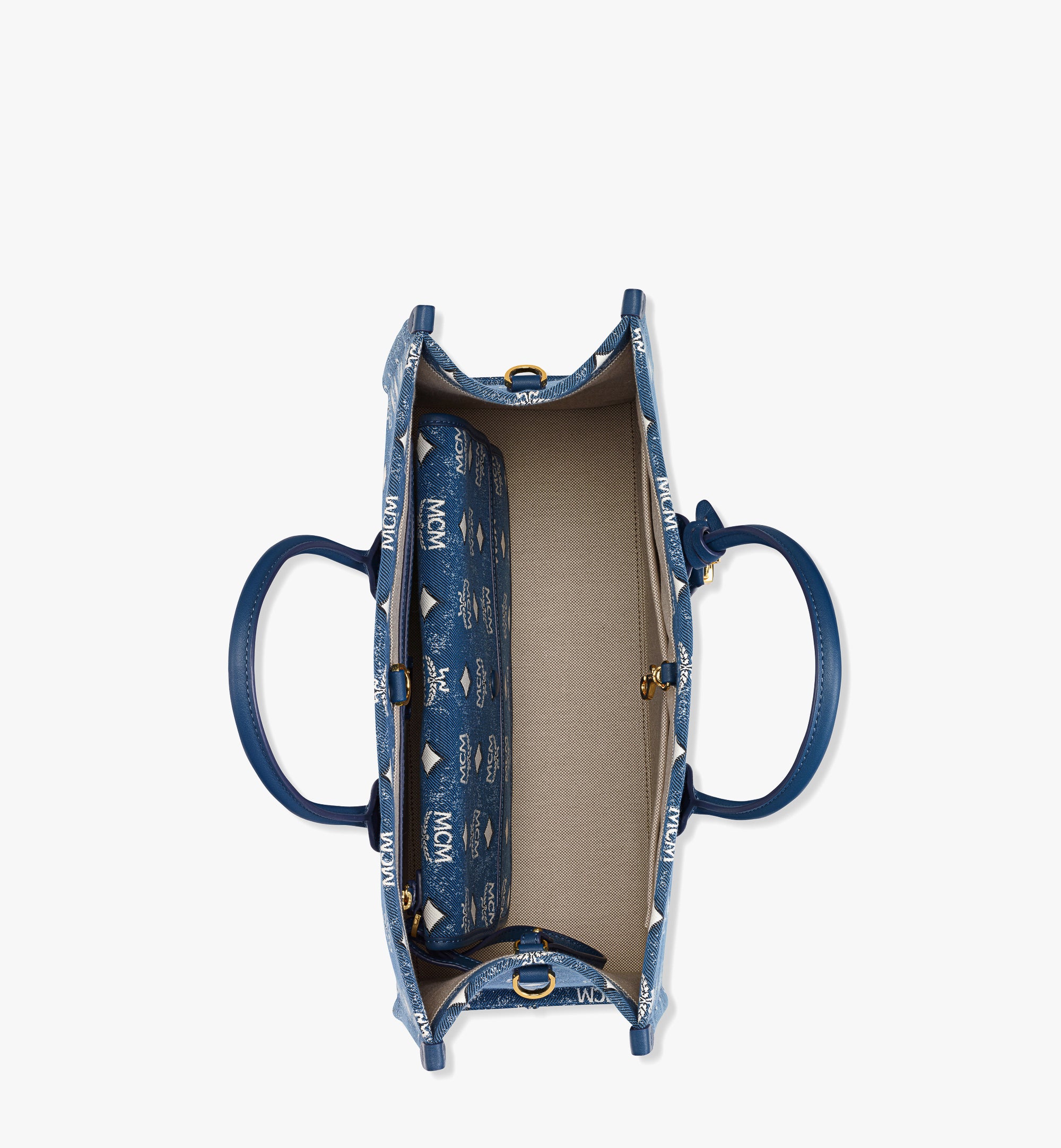 München 빈티지 데님 자카드 라지 토트