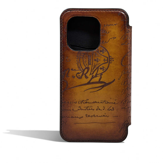 IPHONE 15 PRO FOLIO VN SCRITTO ICE GOLD