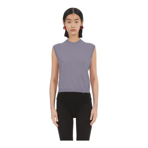 Sleeveless Knit-Lavender Gray