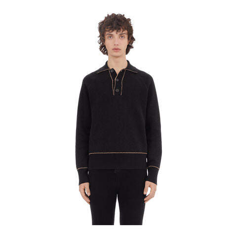 Long sleeves Polo-neck (BLACK-BEIGE)