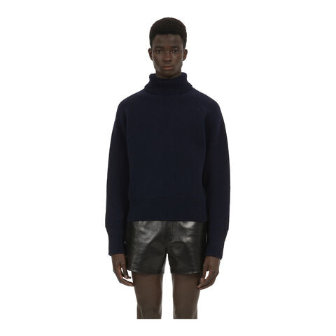 Long sleeves Mock-neck-BLUE