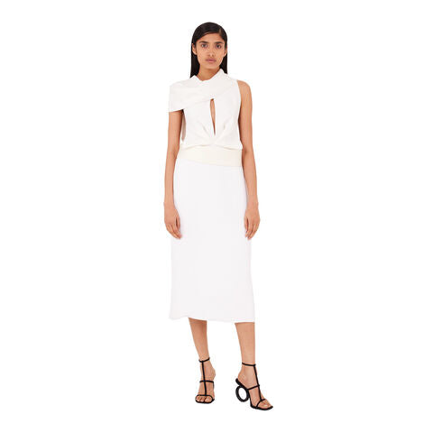 W/o sleeves dress-WHITE