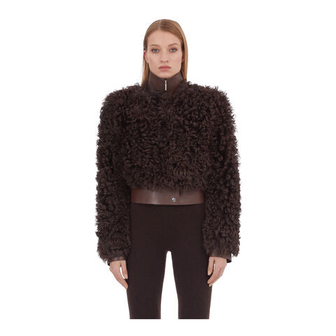 Leather Long Jacket-BROWN