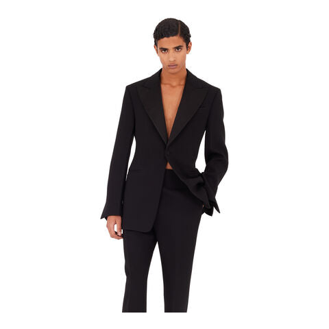 1 button jacket-BLACK